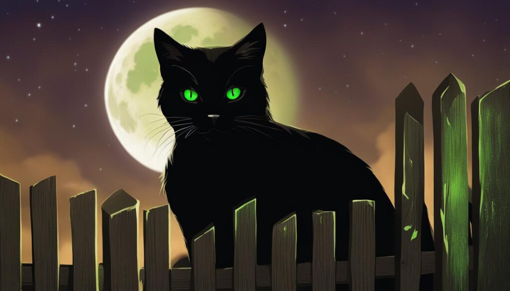 black cat with green eyes